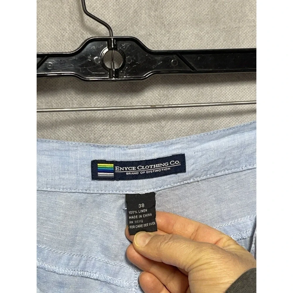 VTG Enyce Pants Men 38X32 Light‎ Blue Linen Baggy Coastal Casual Resort Hip Hop